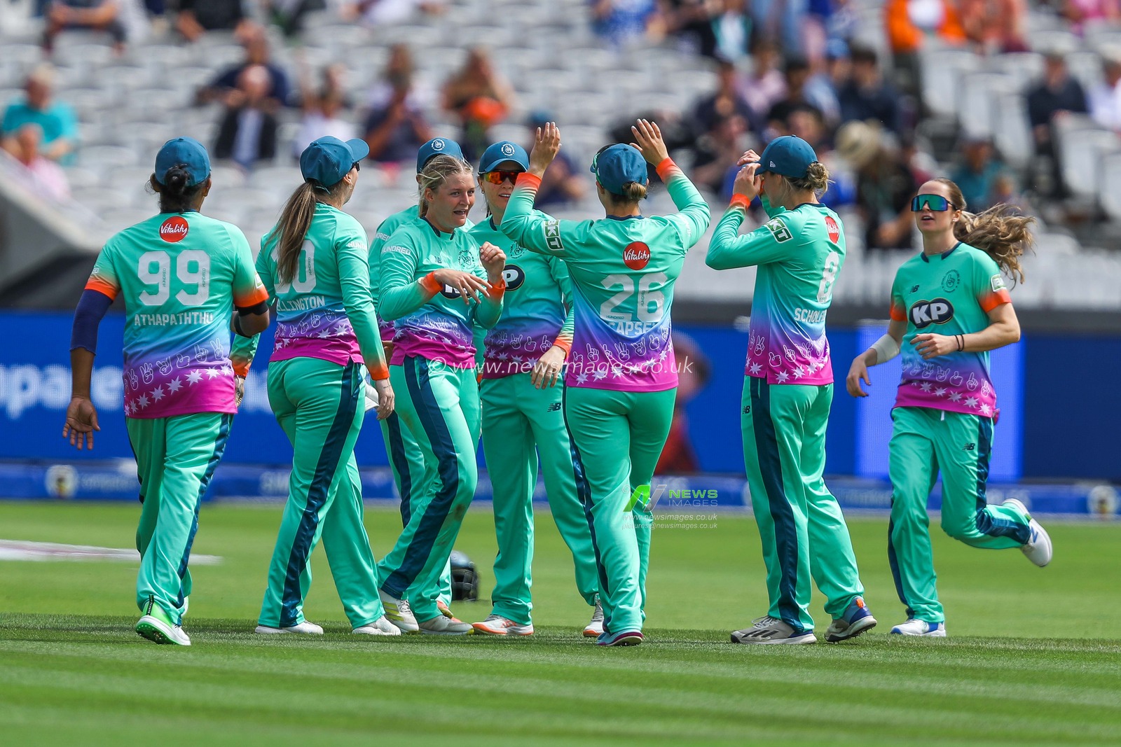 Oval Invincibles celebrates after the dismissal of Danielle Gibson of London Spirit during the The Hundred match London Spirit Women vs Oval Invincibles Women at Lords, London, United Kingdom, 4th August 2024

(Photo by Izzy Poles/News Images)