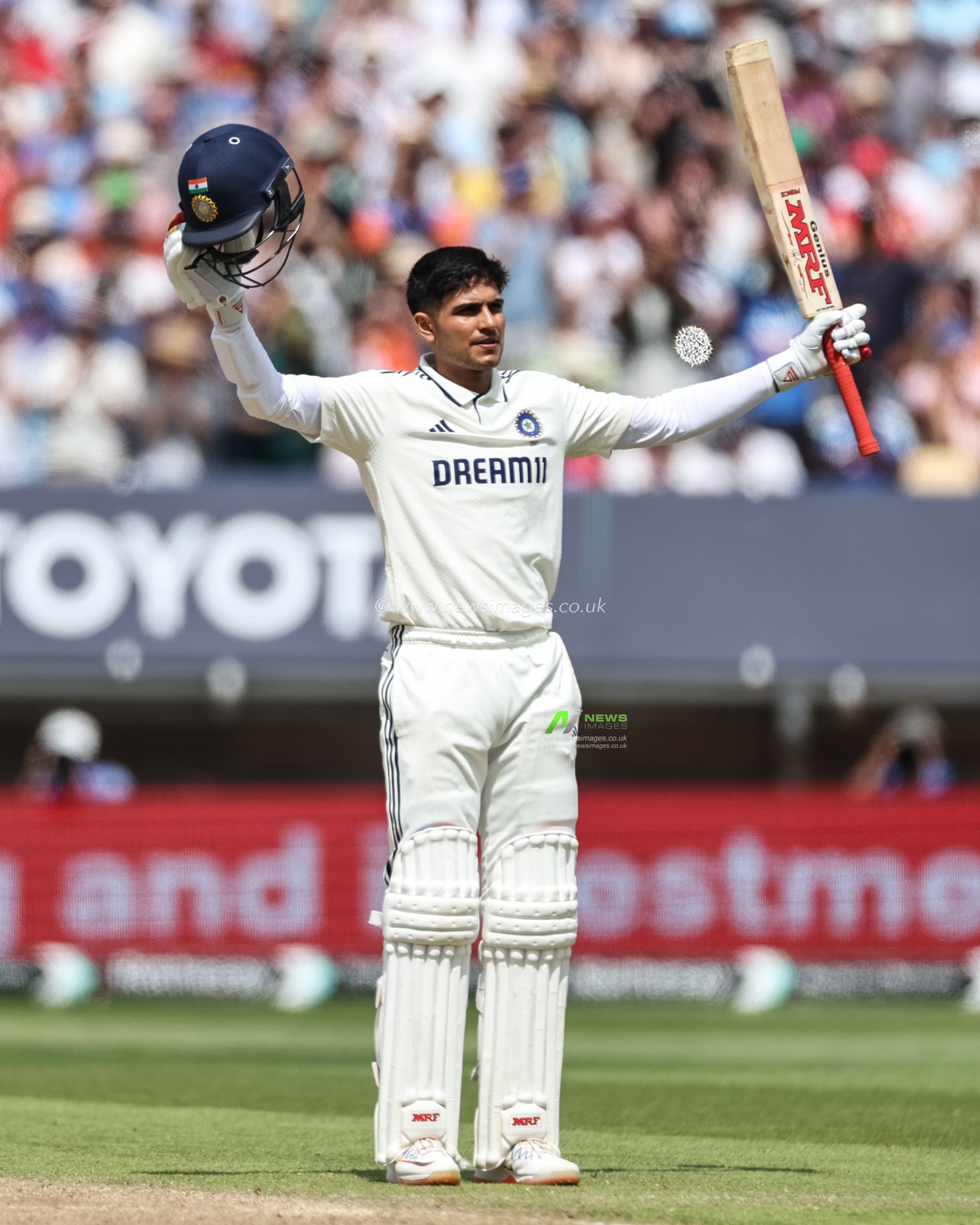 India captain Shubman Gill celebrates his double century as he tallies up 200 runs during the 2nd Rothesay Test Match day 2 England vs India at Edgbaston, Birmingham, United Kingdom, 3rd July 2025

(Photo by Mark Cosgrove/News Images)