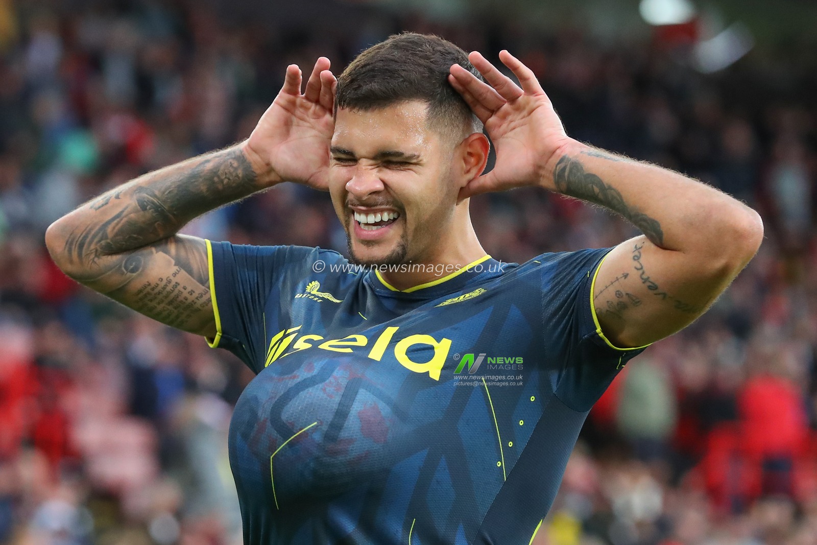 Bruno GuimarÃ£es #39 of Newcastle United celebrates his goal to make it 0-7 during the Premier League match Sheffield United vs Newcastle United at Bramall Lane, Sheffield, United Kingdom, 24th September 2023

(Photo by Gareth Evans/News Images)