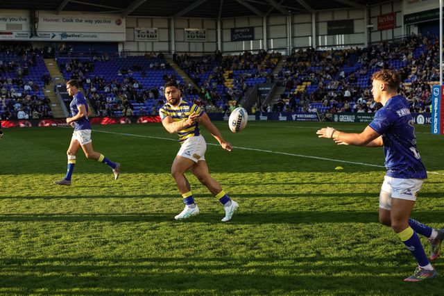 Kelepi Tanginoa of Warrington Wolves in the pre-game warm up during the Betfred Super League round 9 match Warrington Wolves vs Wigan Warriors at The Halliwell Jones Stadium, Warrington, United Kingdom on 24 April 2026

(Photo by Mark Cosgrove/News Images)