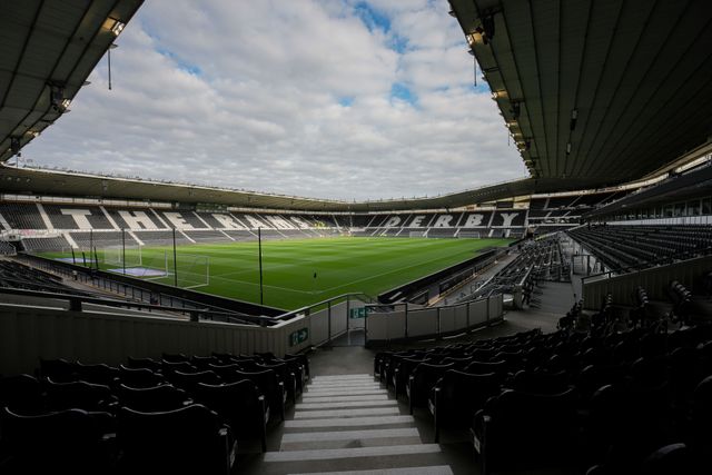A general view of the pitch and stands during the Sky Bet Championship match Derby County vs West Bromwich Albion at Pride Park Stadium, Derby, United Kingdom on 09 September 2026

(Photo by Maynard Manyowa/News Images)