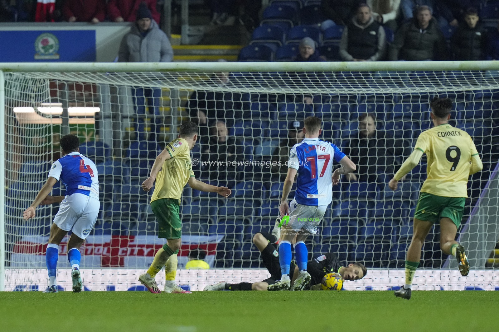 Leopold Wahlstedt #12 of Blackburn Rovers saves a shot from Jason Knight #12 of Bristol City during the Sky Bet Championship match Blackburn Rovers vs Bristol City at Ewood Park, Blackburn, United Kingdom, 12th December 2023

(Photo by Steve Flynn/News Images)