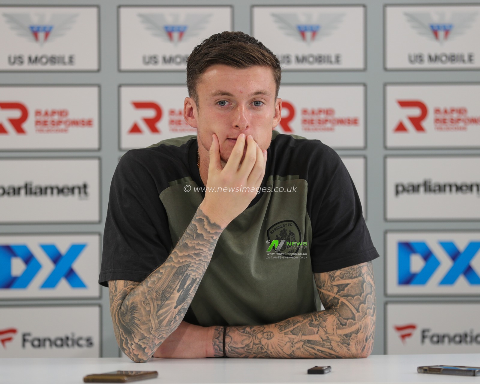 Liam Roberts #1 of Barnsley speaks in the post match press conference during the Sky Bet League 1 match Barnsley vs Oxford United at Oakwell, Barnsley, United Kingdom, 19th August 2023

(Photo by Alfie Cosgrove/News Images)