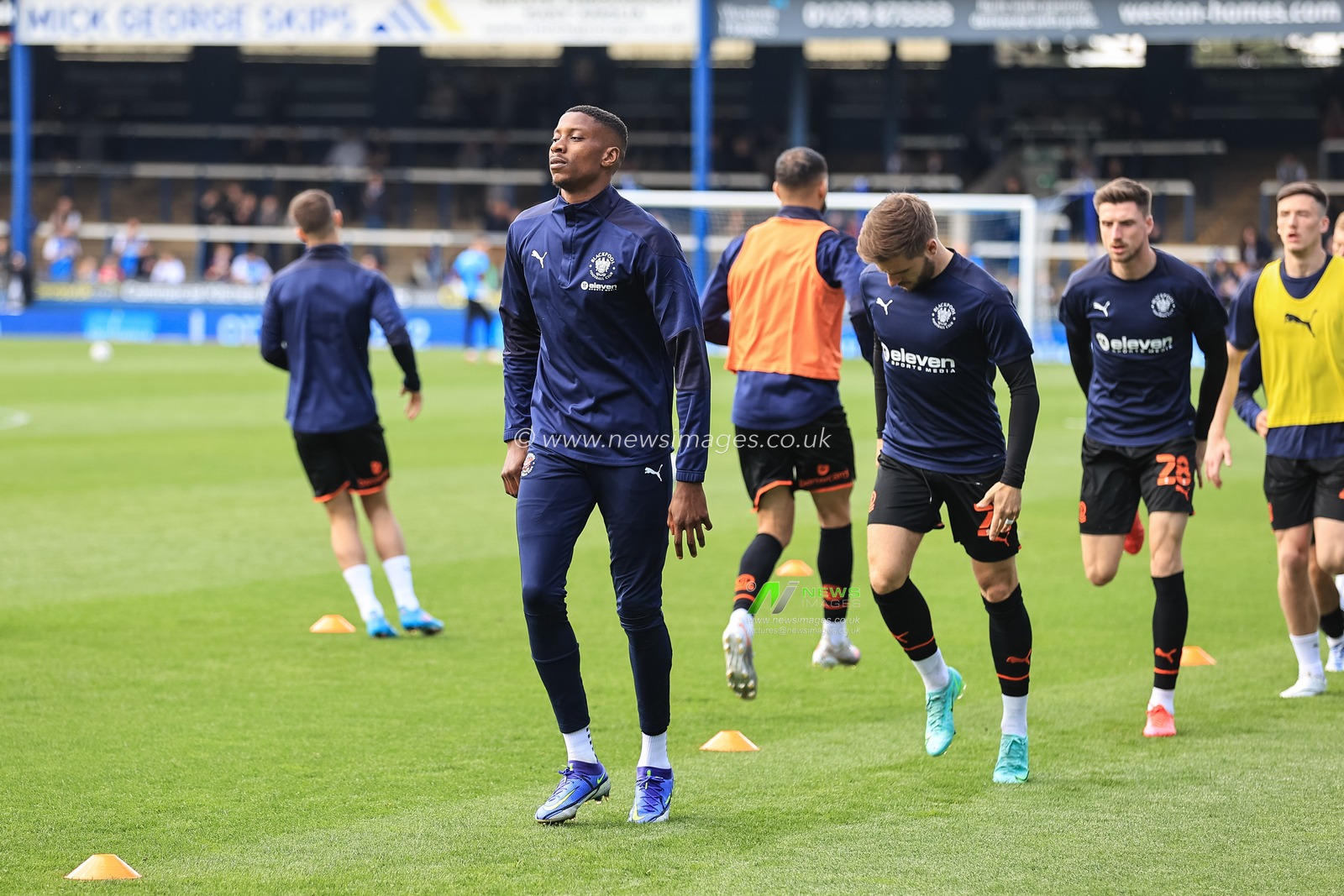 Blackpool players warming up