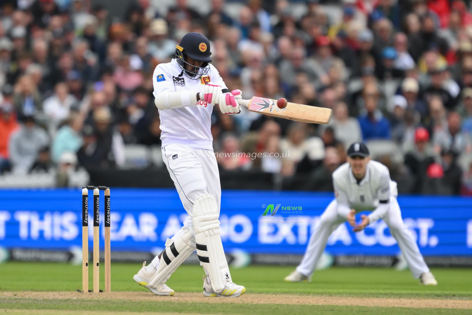 Milan Rathnayake of Sri Lanka pulls the ball for a single run during the England Men v Sri Lanka 1st Rothesay Test Match at Old Trafford, Manchester, United Kingdom, 20th August 2024

(Photo by Craig Thomas/News Images)