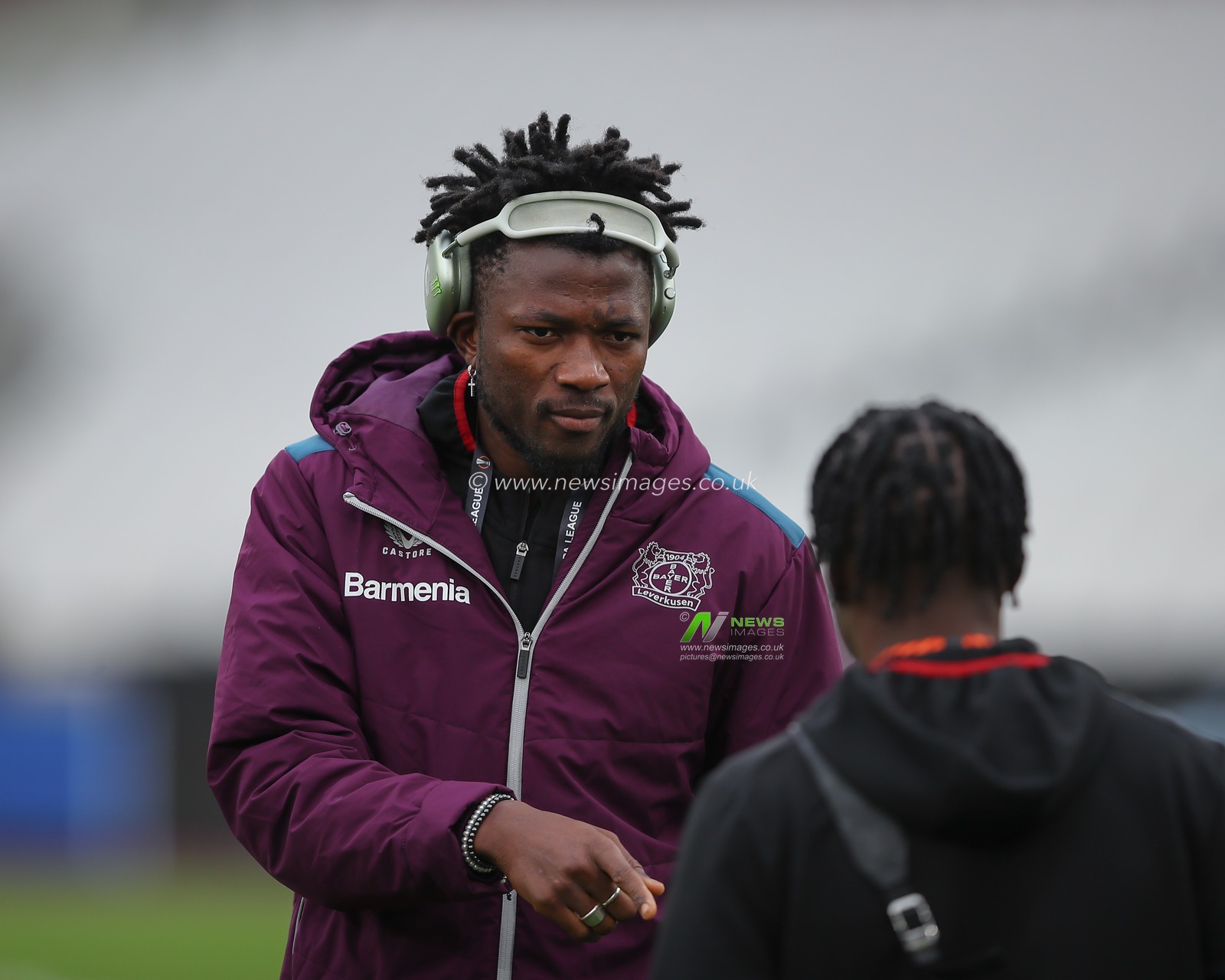 Edmond Tapsoba of Bayer Leverkusen inspects the pitch ahead of the match, during the UEFA Europa League Quarter-Final match West Ham United vs Bayer 04 Leverkusen at London Stadium, London, United Kingdom, 18th April 2024

(Photo by Gareth Evans/News Images)