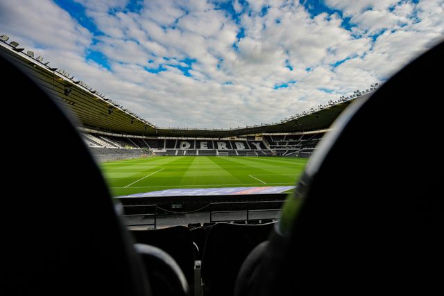 A general view of the pitch and stands during the Sky Bet Championship match Derby County vs West Bromwich Albion at Pride Park Stadium, Derby, United Kingdom on 09 September 2026

(Photo by Maynard Manyowa/News Images)