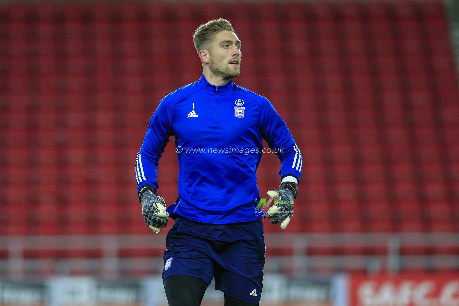 TomÃ¡Å¡ HolÃ½ (1) of Ipswich Town during the pre-game warmup
