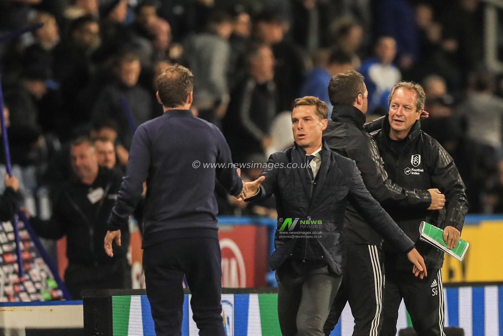 16th August 2019, John Smiths Stadium, Huddersfield England; Sky Bet Championship, Huddersfield Town vs Fulham ; Scott Parker manager of Fulham and Jan Siewer manager of Huddersfield Town shake hands as Fulham win 1-2 


Credit: Mark Cosgrove/News Images

English Football League images are subject to DataCo Licence