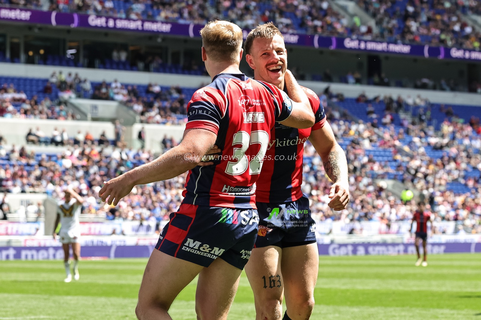 Tom Johnstone of Wakefield Trinity celebrates his try during the Betfred Super League Magic Weekend match Wakefield Trinity vs Castleford Tigers at Hill Dickinson Stadium, Liverpool, United Kingdom on 05 July 2026

(Photo by Mark Cosgrove/News Images)