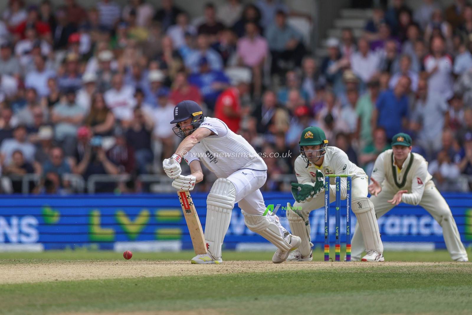 Chris Woakes of England plays a safety shot during the LV= Insurance Ashes Third Test Series Day 4 England vs Australia at Headingley Stadium, Leeds, United Kingdom, 9th July 2023

(Photo by Mark Cosgrove/News Images)