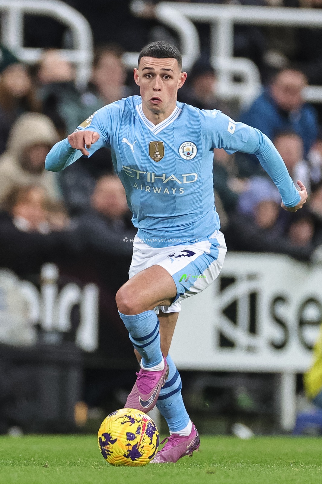 Phil Foden of Manchester City in action during the Premier League match Newcastle United vs Manchester City at St. James's Park, Newcastle, United Kingdom, 13th January 2024

(Photo by Mark Cosgrove/News Images)