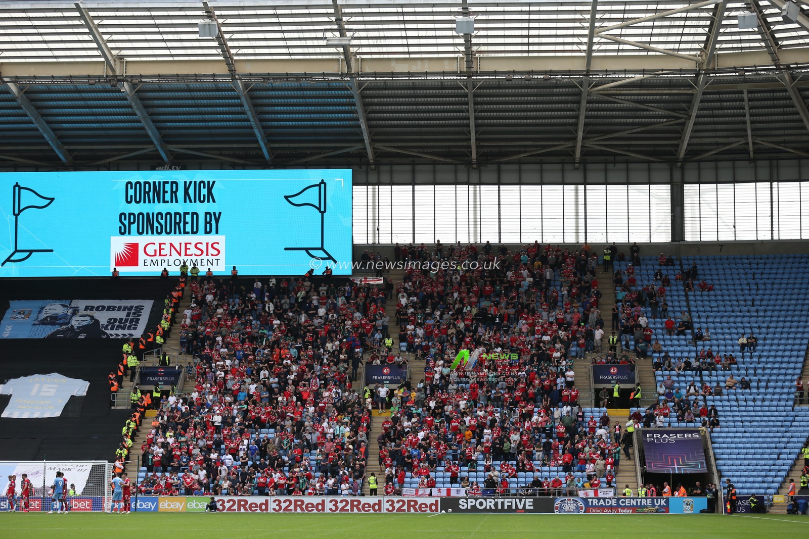 Middlesbrough fans in the stands during the Sky Bet Championship match Coventry City vs Middlesbrough at Coventry Building Society Arena, Coventry, United Kingdom, 12th August 2023

(Photo by Arron Gent/News Images)