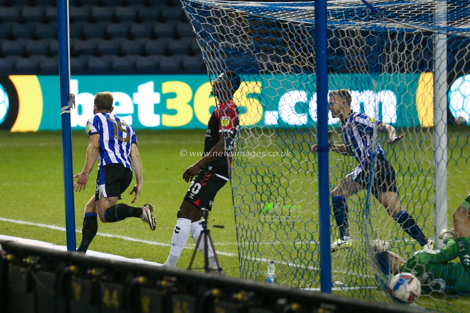 Celebration Tom Lees #15 of Sheffield Wednesday celebrates his goal to make it 1-0