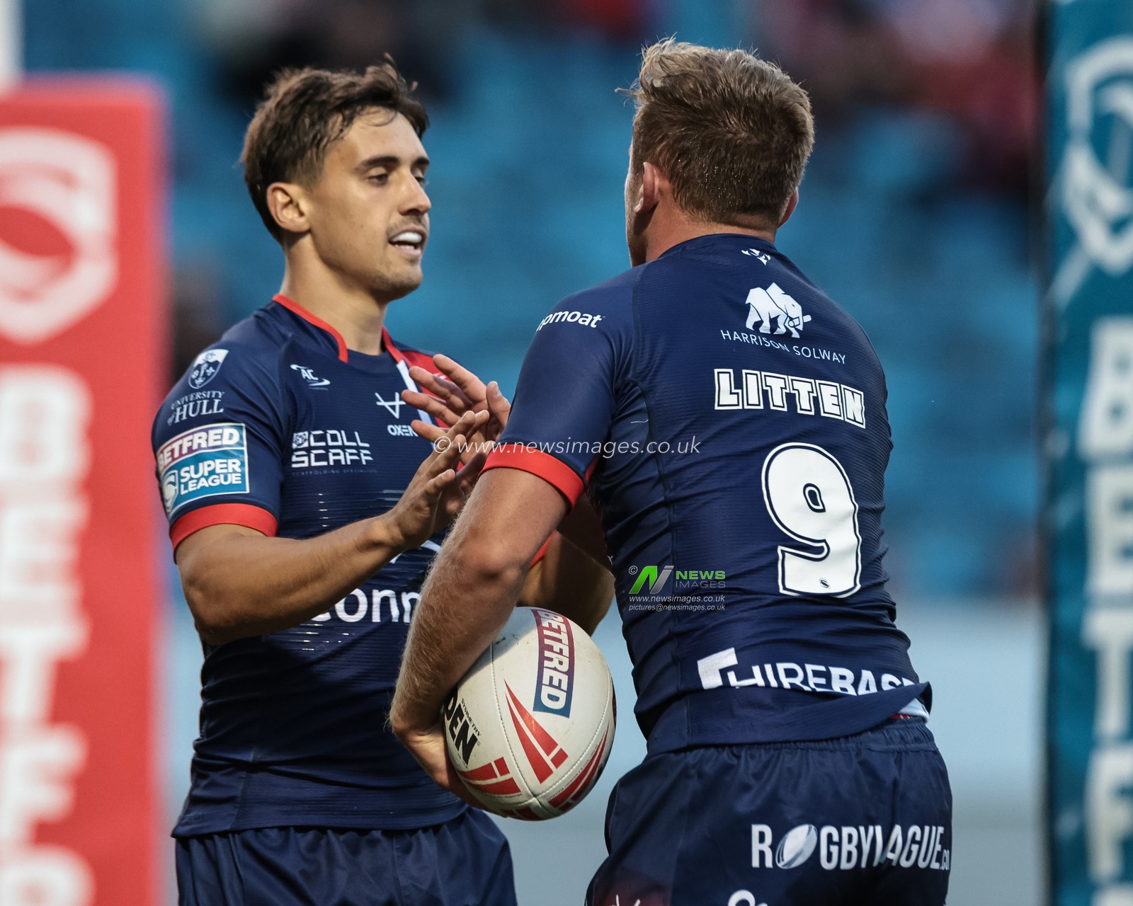 Jez Litten of Hull KR celebrates his try during the Betfred Super League Round 20 Salford Red Devils vs Hull KR at Salford Community Stadium, Eccles, United Kingdom, 31st July 2025

(Photo by Mark Cosgrove/News Images)