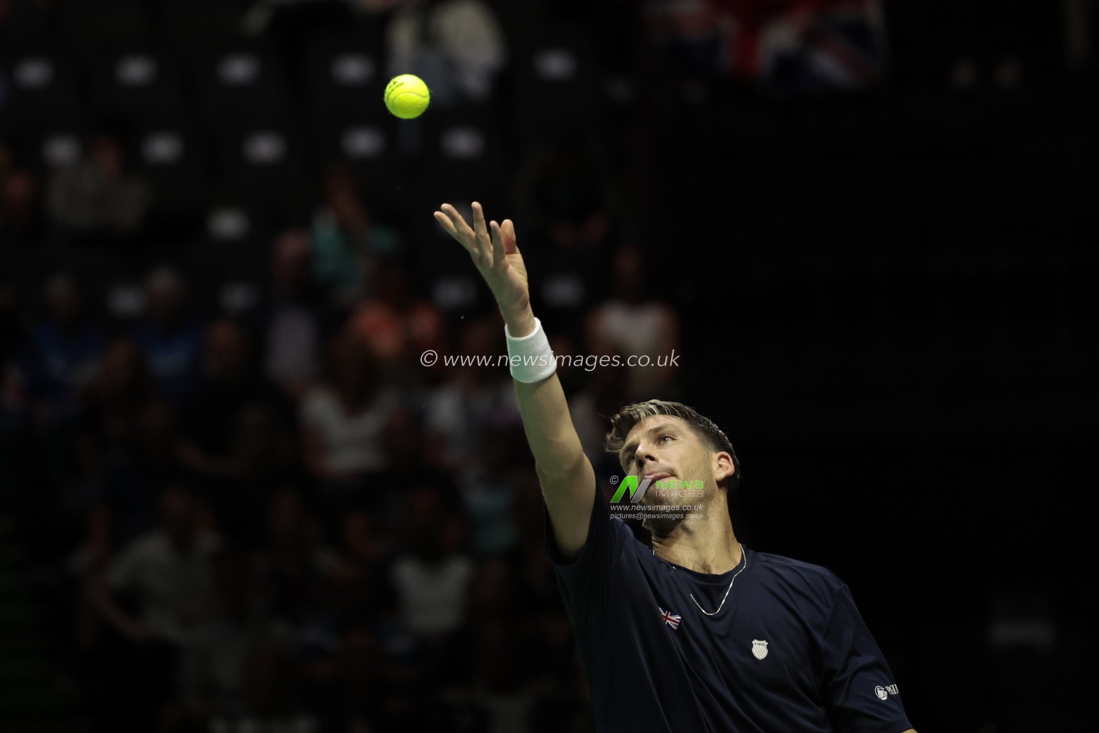 Cameron Norrie (GBR) in his match against Ugo Humbert (FRA) during the Davis Cup match Great Britain vs France at Manchester AO Arena, Manchester, United Kingdom, 17th September 2023

(Photo by Conor Molloy/News Images)