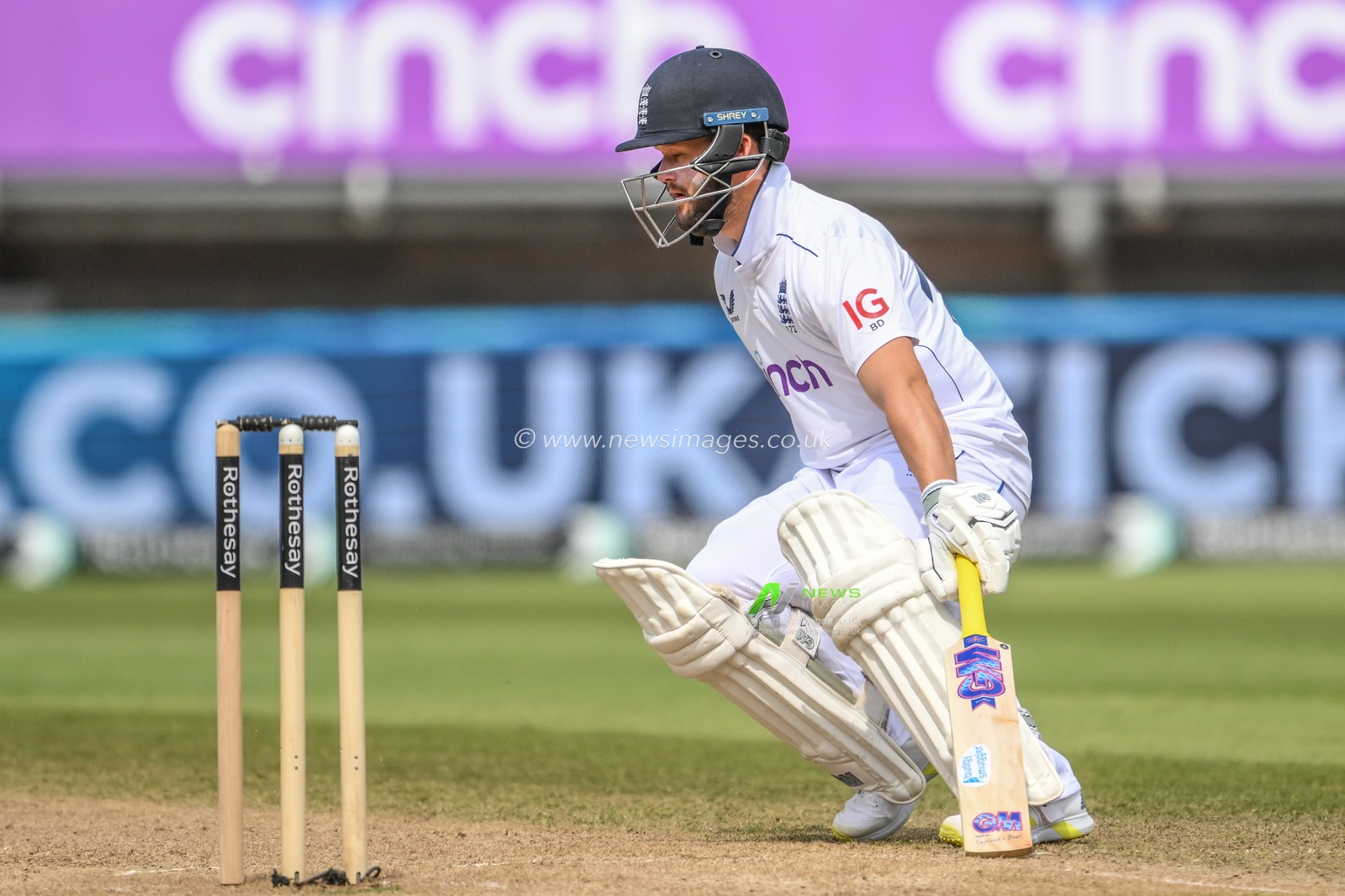 Ben Duckett of England reaches for the crease during the 3rd Rothesay Test Match Day 3 England vs West Indies at Edgbaston, Birmingham, United Kingdom, 28th July 2024

(Photo by Craig Thomas/News Images)
