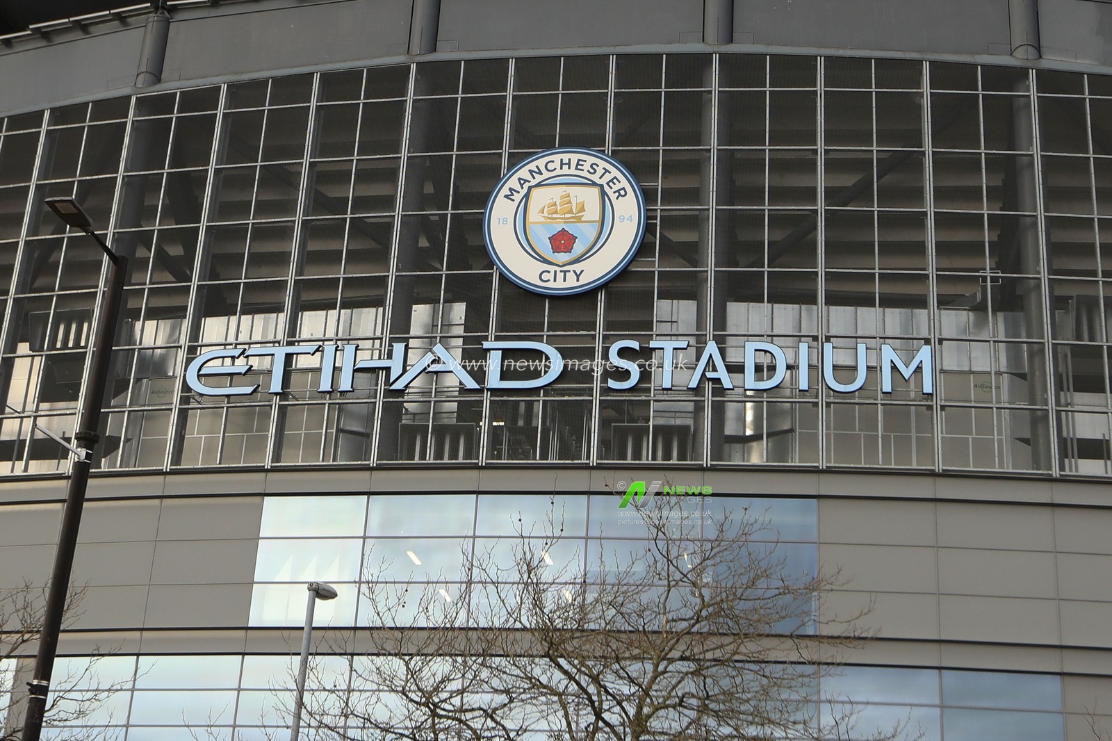 Exterior view of the stadium ahead of the Premier League match Manchester City vs Chelsea at Etihad Stadium, Manchester, United Kingdom, 17th February 2024

(Photo by Conor Molloy/News Images)