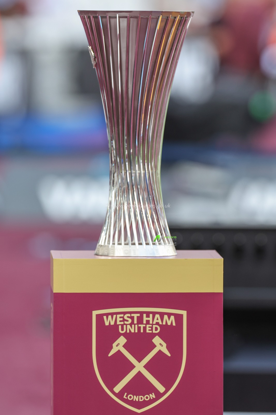UEFA Europa Conference League trophy on display ahead of the Premier League match West Ham United vs Chelsea at London Stadium, London, United Kingdom, 20th August 2023

(Photo by Mark Cosgrove/News Images)
