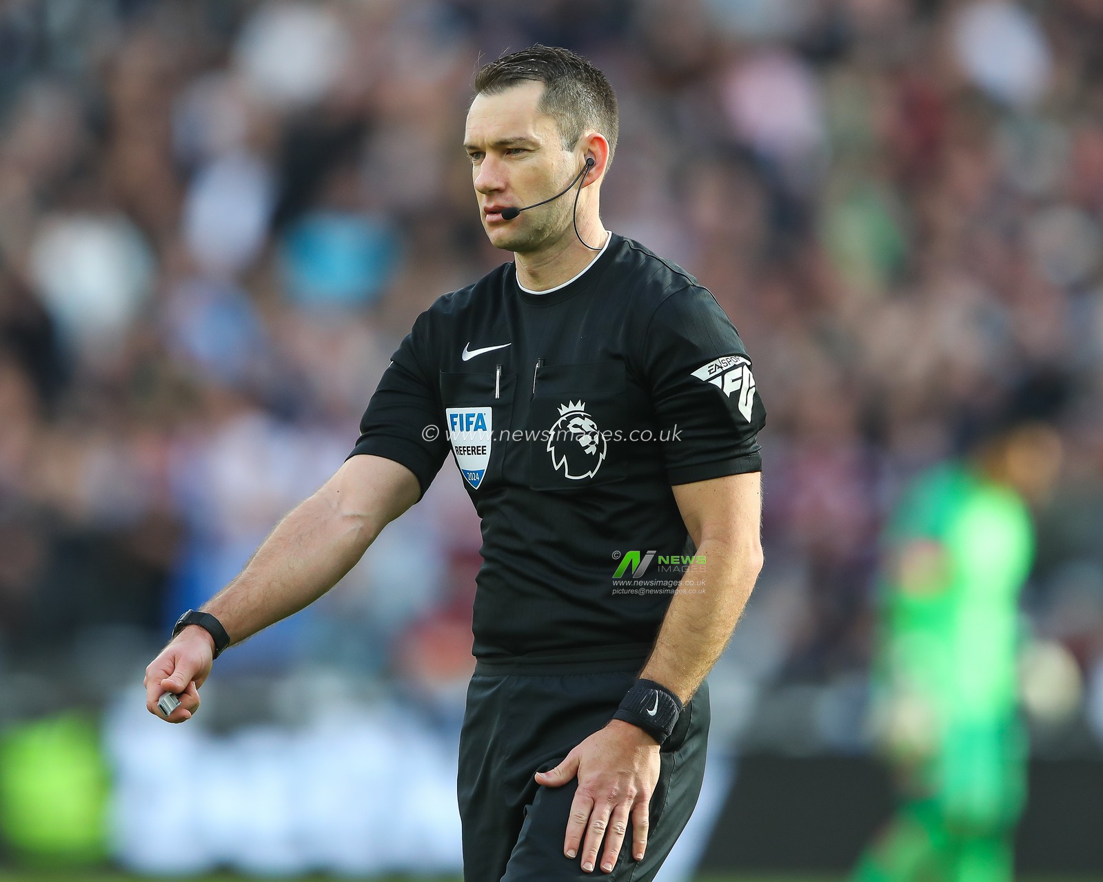 Referee Jarred Gillett during the Premier League match West Ham United vs Aston Villa at London Stadium, London, United Kingdom, 17th March 2024

(Photo by Gareth Evans/News Images)