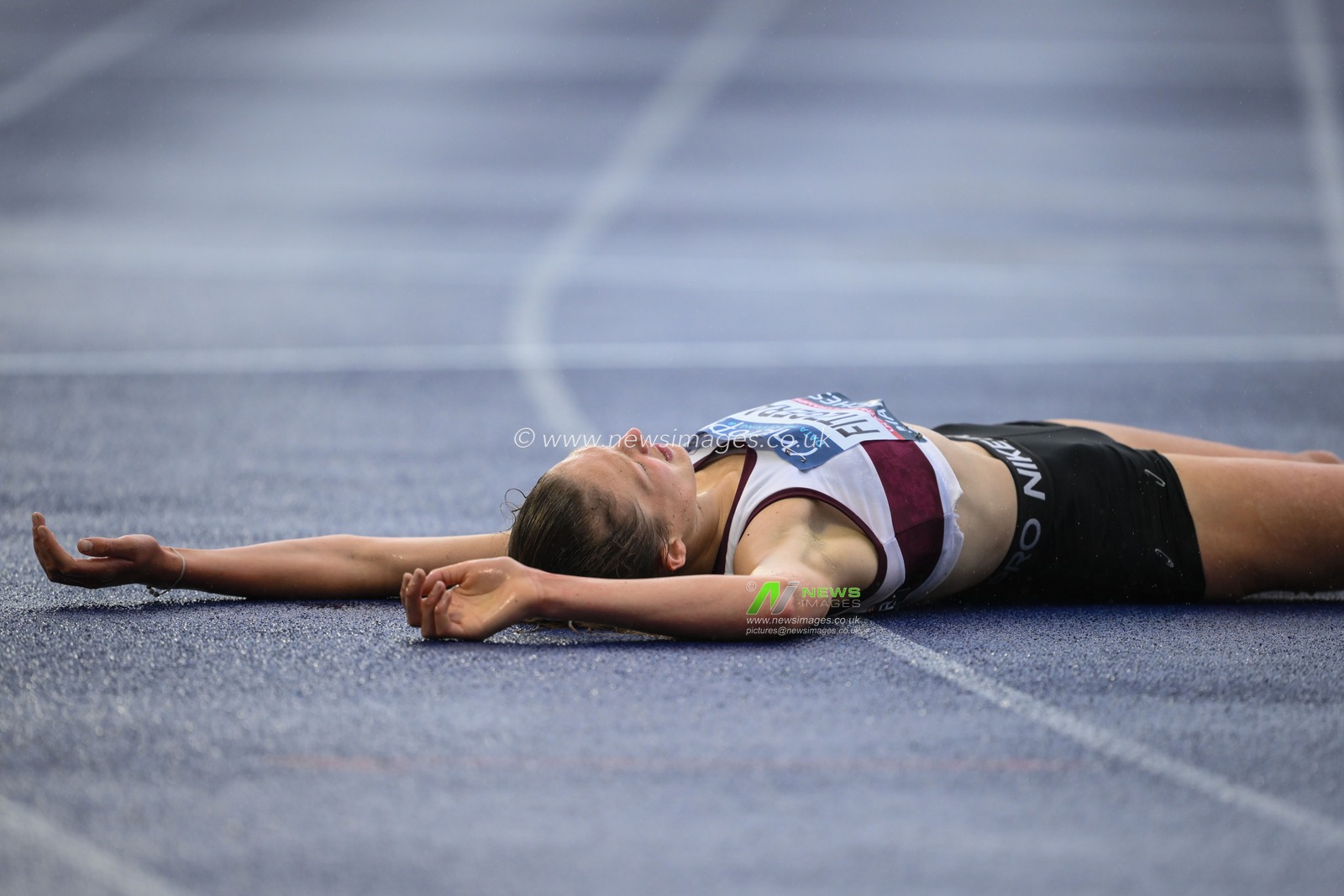 Fitzgerald exhausted after the 5000m during the Microplus UK Athletics Championships Day 1 at Manchester Regional Arena, Manchester, United Kingdom, 29th June 2024

(Photo by Craig Thomas/News Images)