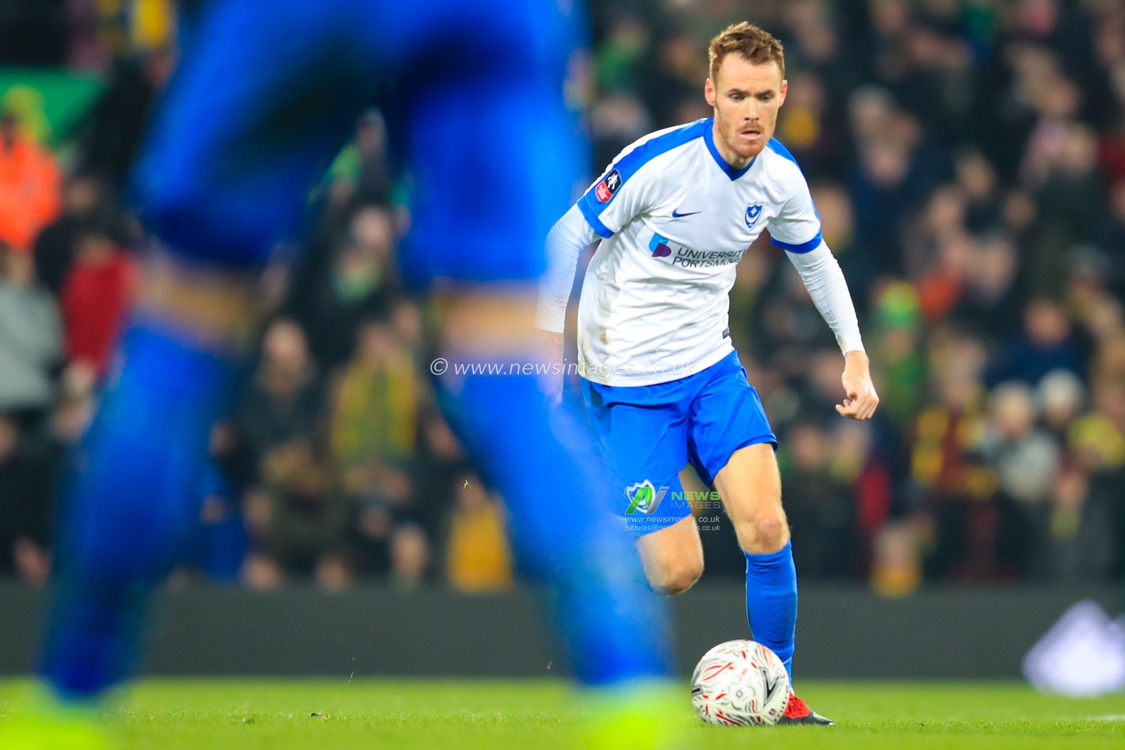 5th January 2019, Carrow Road, Norfolk, England; The Emirates FA Cup, 3rd Round, Norwich City vs Portsmouth ;  Tom Naylor (07) of Portsmouth with the ball.

Credit: Georgie Kerr/News Images

English Football League images are subject to DataCo Licence