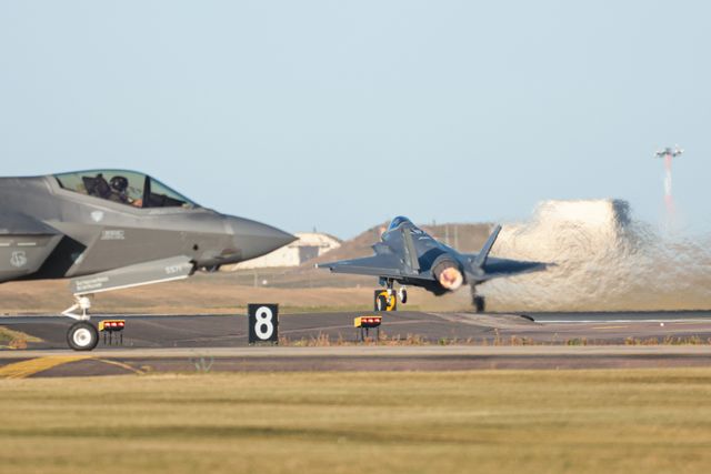 A USAF F35 assigned to the 48th Fighter Wing conduct a combat readiness exercise at RAF Lakenheath, Lakenheath, United Kingdom, 28th August 2025

(Photo by Seth Rose/News Images)