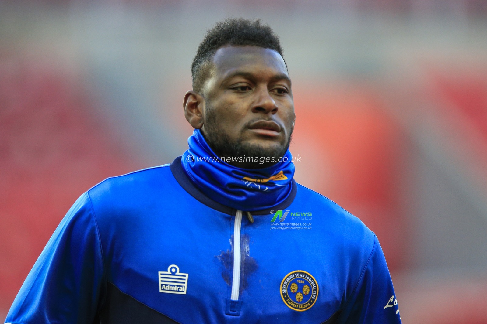 Aaron Pierre #2 of Shrewsbury Town during the pre-game warmup