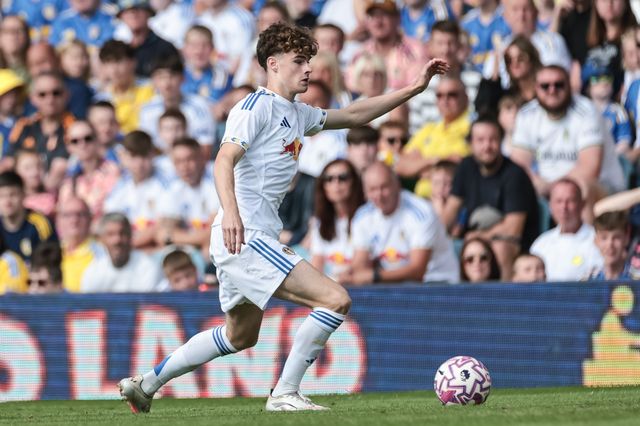 Harry Gray of Leeds United with the ball  during the Pre-season friendly match Leeds United vs Villarreal at Elland Road, Leeds, United Kingdom, 2nd August 2025

(Photo by Mark Cosgrove/News Images)