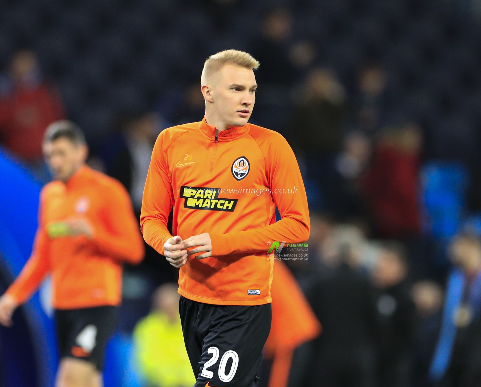 26th November 2019, Etihad Stadium, Manchester, England; UEFA Champions League, Manchester City v FC Shakhtar Donetsk : Viktor Kovalenko (20) of Shakhtar Donetskwarms up for the game

Credit: Conor Molloy/News Images