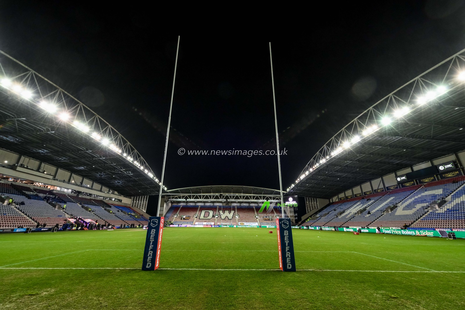 A general view of The Brick Community Stadium, Home of Wigan Warriors, during the Betfred Super League Round 1 match Wigan Warriors vs Leigh Leopards at The Brick Community Stadium, Wigan, United Kingdom, 13th February 2025

(Photo by Craig Thomas/News Images)