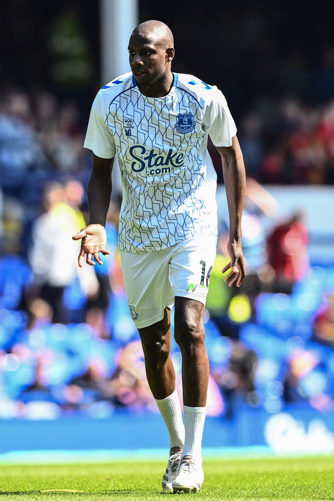 Abdoulaye Doucoure #16 of Everton during the warm up for the game ahead of the Premier League match Everton vs Bournemouth at Goodison Park, Liverpool, United Kingdom, 28th May 2023

(Photo by Craig Thomas/News Images)