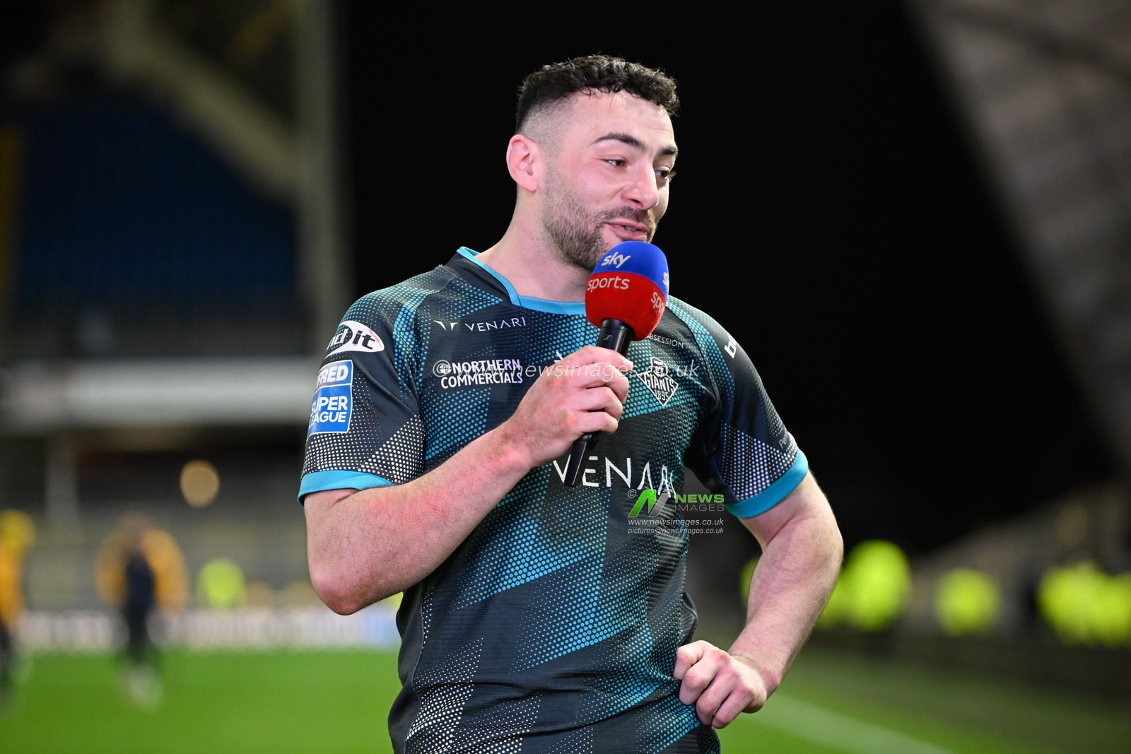 Jake Connor of Huddersfield Giants in a post match interview following the Betfred Super League Round 8 match Leeds Rhinos vs Huddersfield Giants at Headingley Stadium, Leeds, United Kingdom, 19th April 2024

(Photo by Craig Cresswell/News Images)