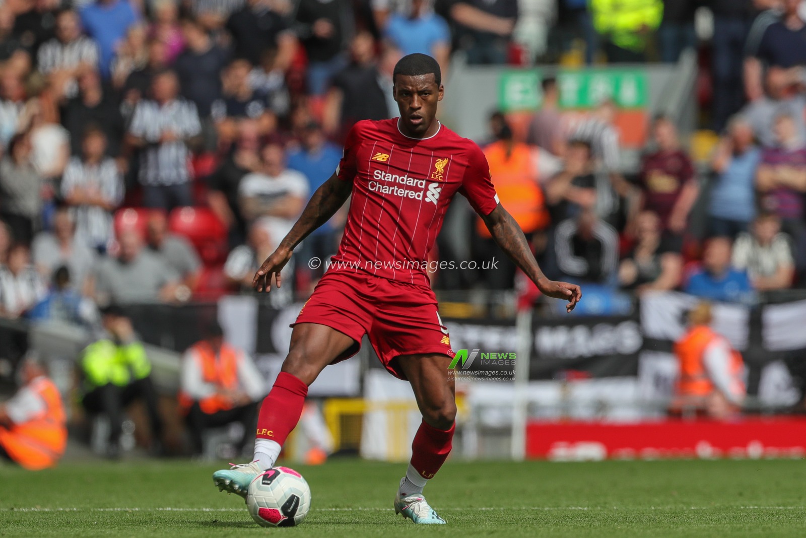 14th September 2019 , Anfield, Liverpool, England; Premier League Football, Liverpool vs Newcastle United ; Georginio Wijnaldum (5) of Liverpool in action during the game 


Credit: Mark Cosgrove/News Images 


Premier League/EFL Football images are subject to DataCo Licence