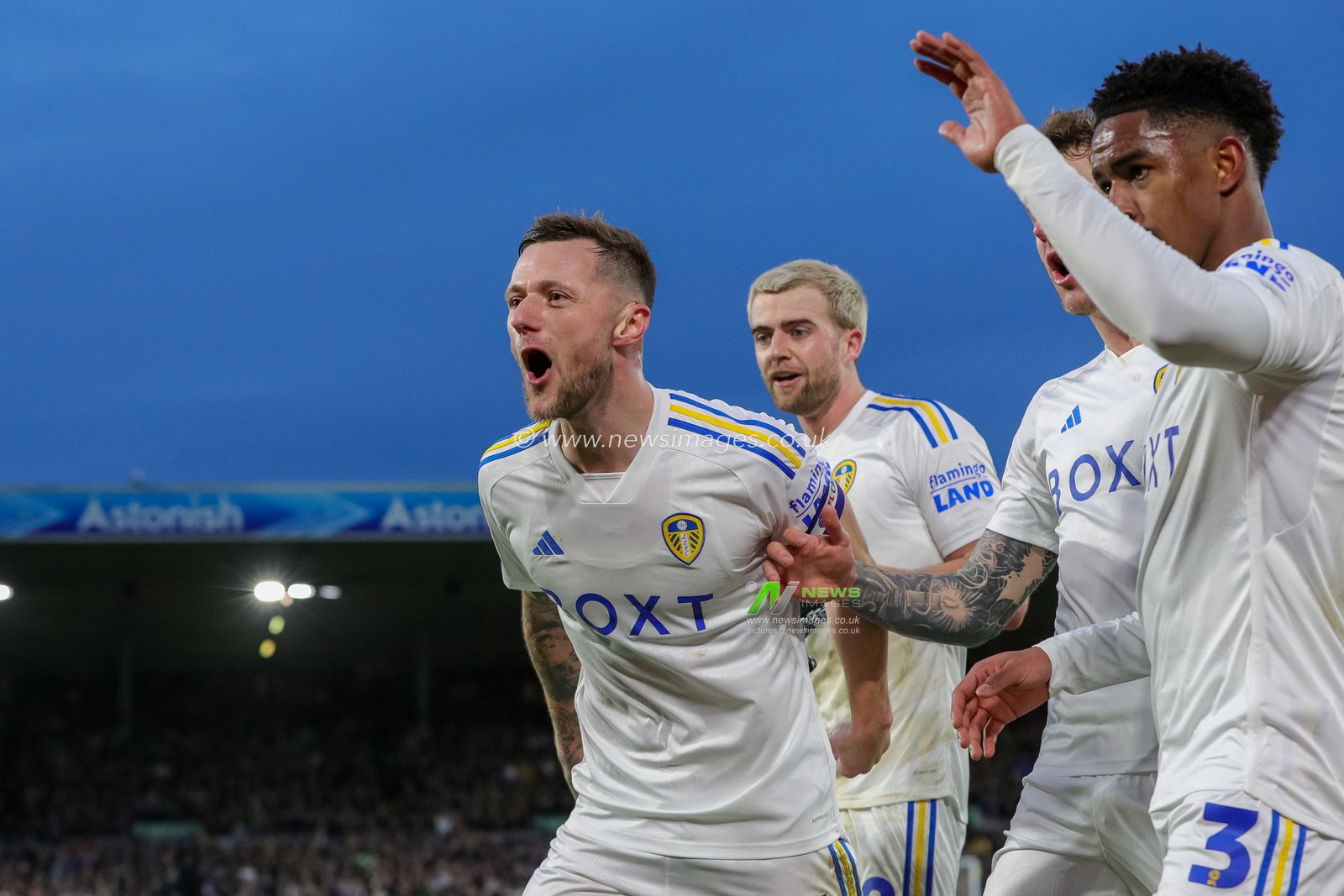 Liam Cooper of Leeds United celebrates the second goal during the Sky Bet Championship match Leeds United vs Birmingham City at Elland Road, Leeds, United Kingdom, 1st January 2024

(Photo by James Heaton/News Images)