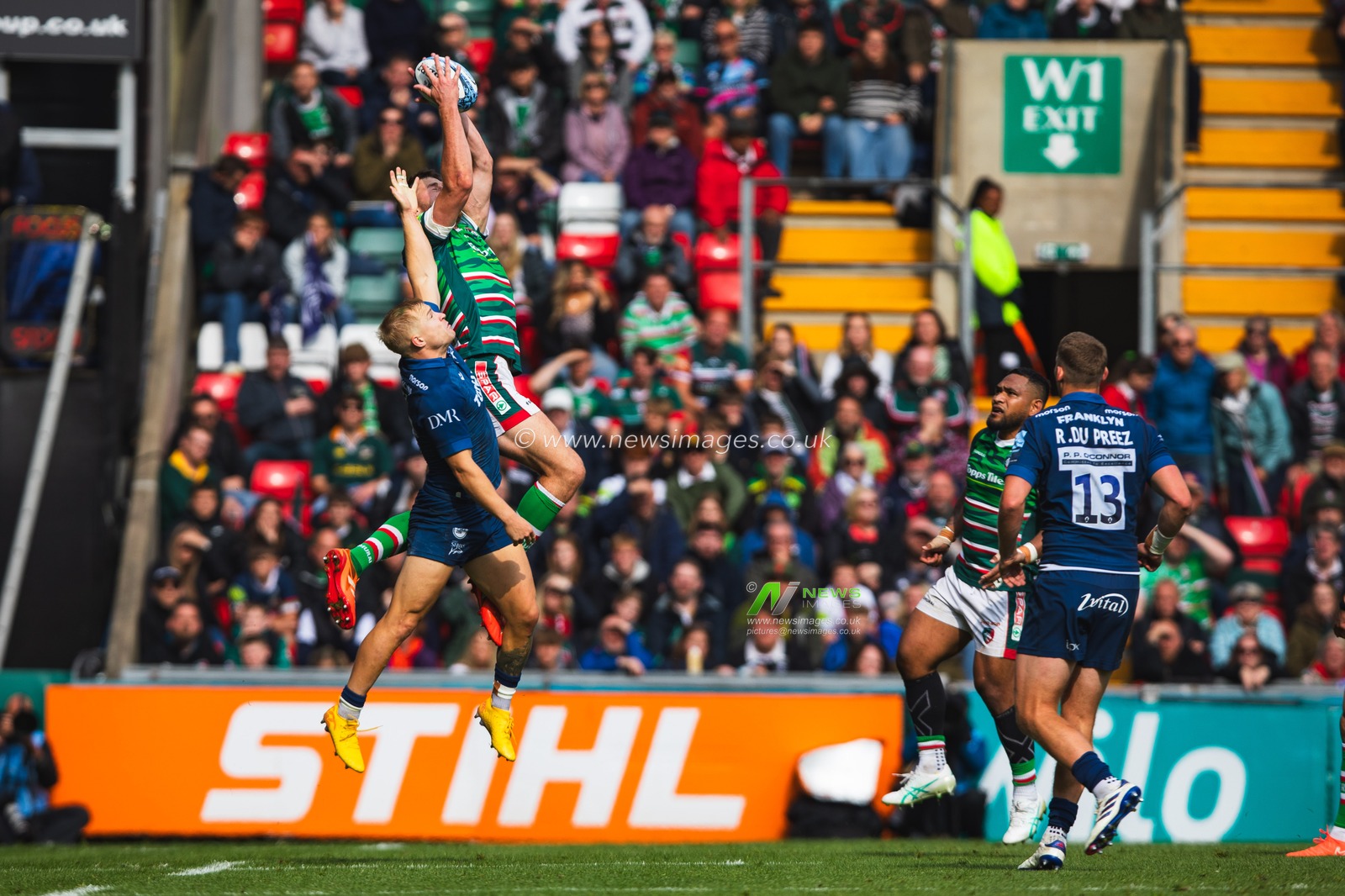 Freddie Steward of Leicester Tigers during the Gallagher Premiership Play-off Semi-final Leicester Tigers vs Sale Sharks at Mattioli Woods Welford Road Stadium, Leicester, United Kingdom, 7th June 2025

(Photo by Craig Evans/News Images)