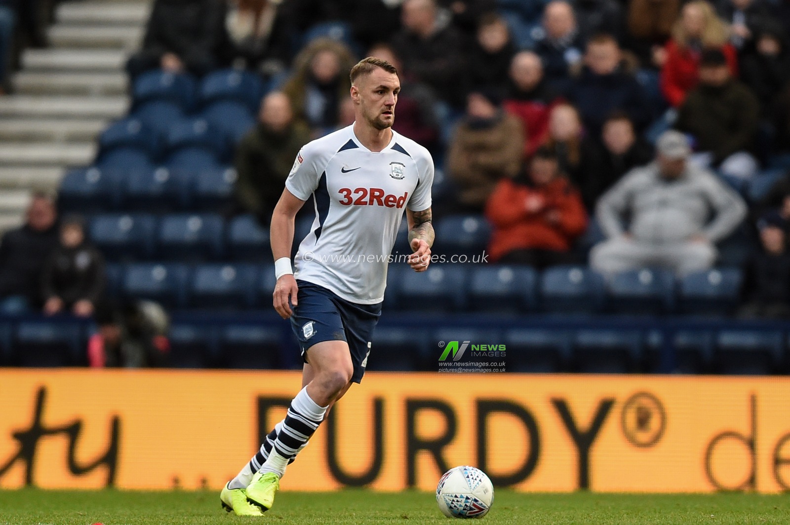 18th January 2020, Deepdale, Preston, England; Sky Bet Championship, Preston North End v Charlton Athletic : Patrick Bauer (21) of Preston North End in action during the game.

Credit: Richard Long/News Images