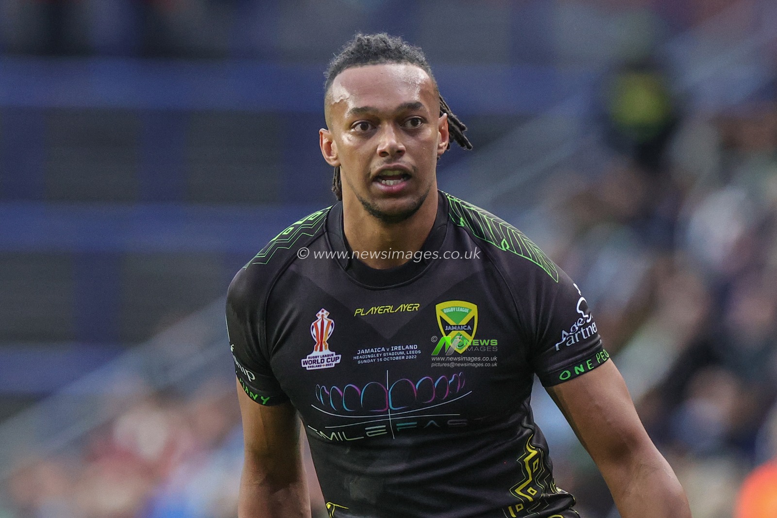 Alex Young of Jamaica during the Rugby League World Cup 2021 match Jamaica vs Ireland at Headingley Stadium, Leeds, United Kingdom, 16th October 2022

(Photo by Mark Cosgrove/News Images)