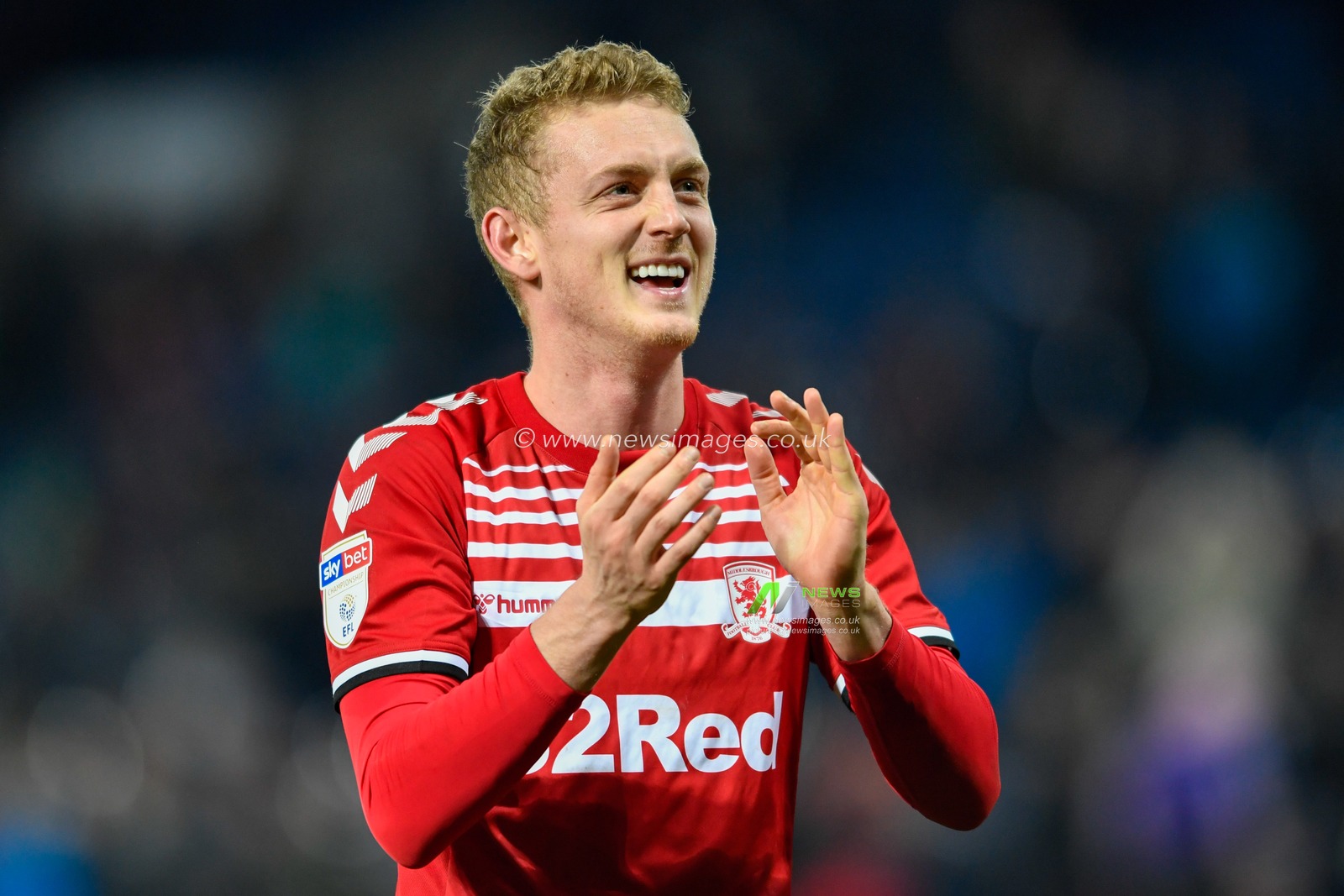29th December 2019, The Hawthorns, West Bromwich, England; Sky Bet Championship, West Bromwich Albion v Middlesbrough : George Saville (22) of Middlesbrough applauds the travelling supporters after his side beat West Bromwich Albion 0-2 at The Hawthorns

Credit: Simon Whitehead/News Images