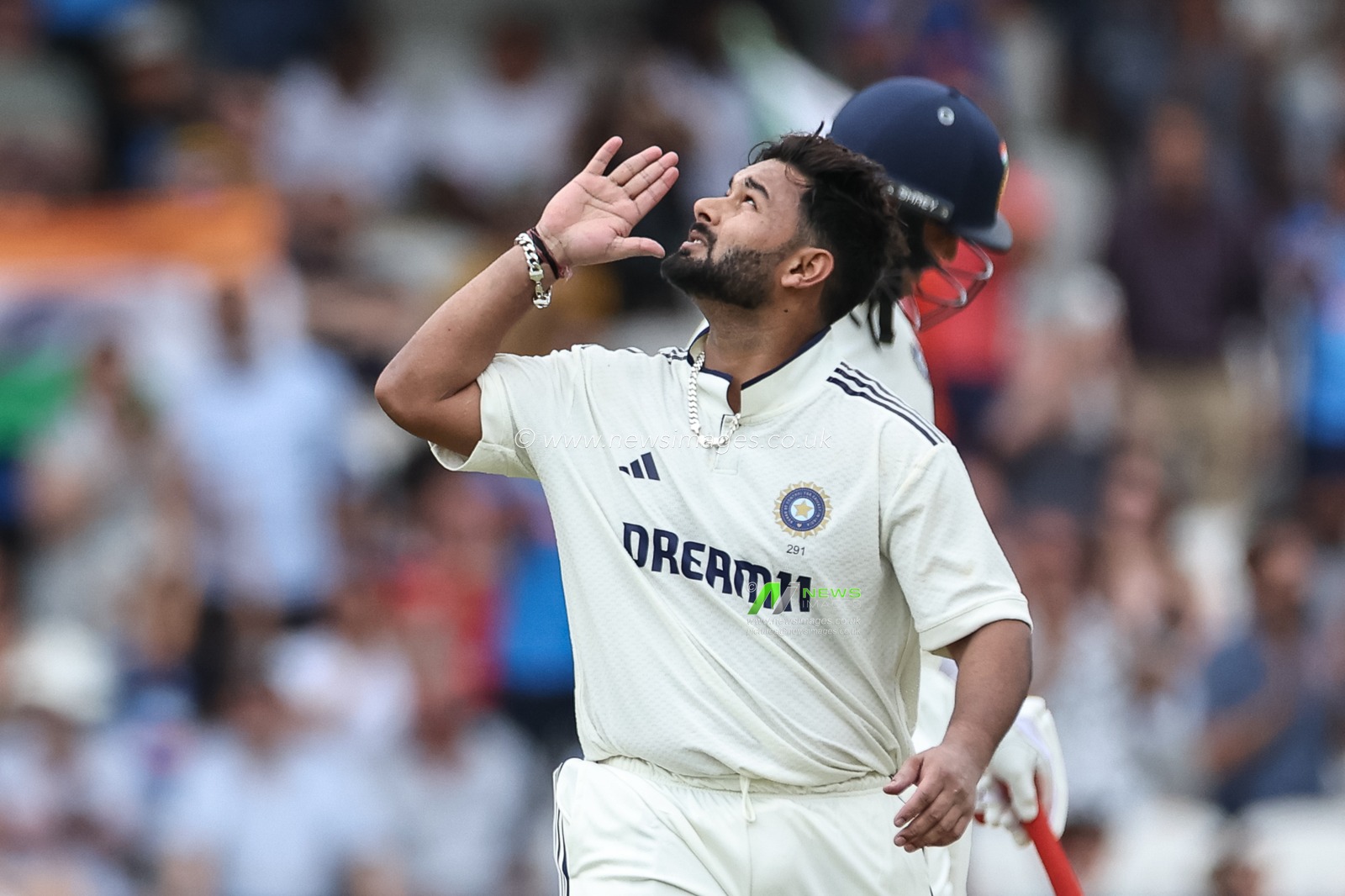 Rishabh Pant of India celebrates a century (100 runs)during the 1st Rothesay Test Match Day 2 England vs India at Headingley Cricket Ground, Leeds, United Kingdom, 21st June 2025

(Photo by Mark Cosgrove/News Images)