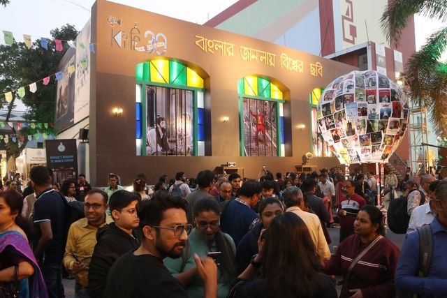 People visit a venue of the 30th Kolkata International Film Festival in Kolkata, India, on December 7, 2024.Pictures by Debajyoti Chakraborty.(Photo: Debajyoti Chakraborty/News Images)