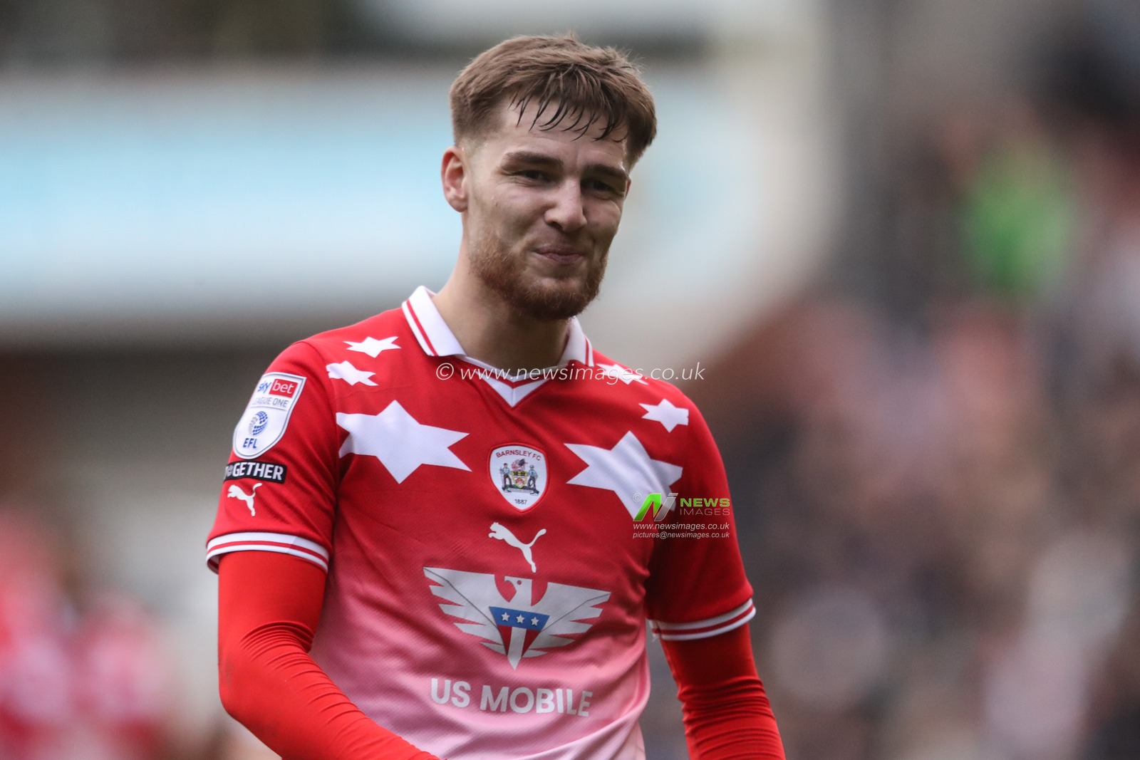 John Mcatee of Barnsley reacts after dribbling the ball out of play during the Sky Bet League 1 match Barnsley vs Derby County at Oakwell, Barnsley, United Kingdom, 24th February 2024

(Photo by Alfie Cosgrove/News Images)