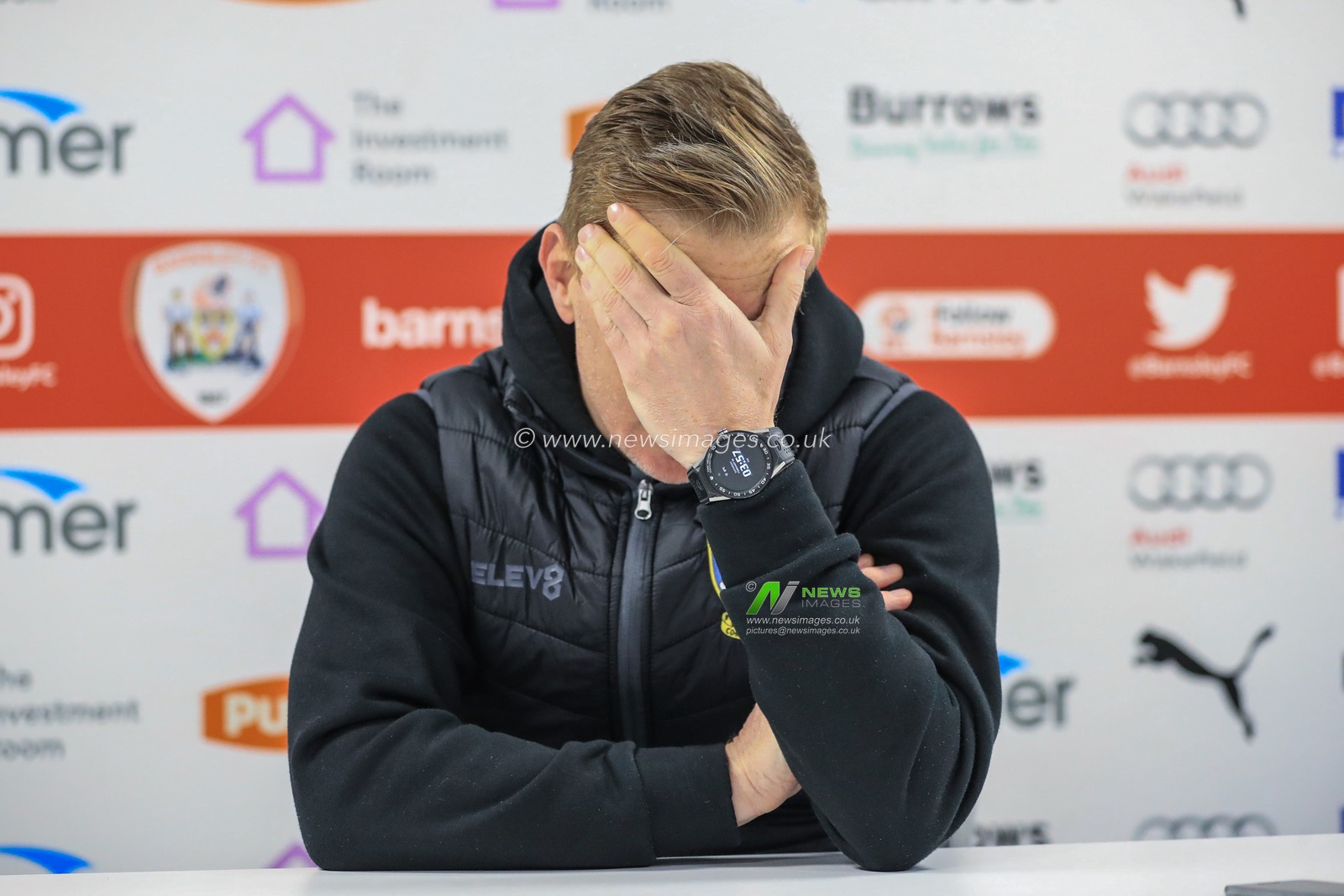 8th February 2020, Oakwell, Barnsley, England; Sky Bet Championship, Barnsley v Sheffield Wednesday : Garry Monk manager of Sheffield Wednesday speaks to the press as Barnsley hold Sheffield Wednesday to a 1-1 draw