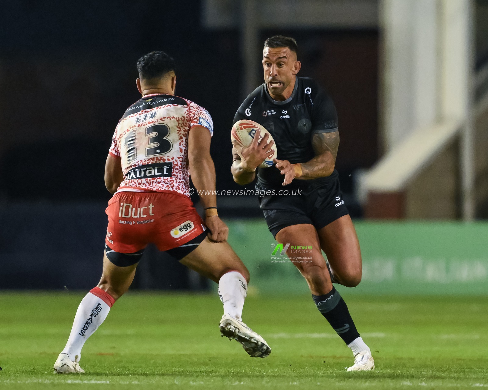 Paul Vaughan of Warrington Wolves in action during the Toby King's Testimonial match Warrington Wolves vs Leigh Leopards at Halliwell Jones Stadium, Warrington, United Kingdom, 1st February 2025

(Photo by Craig Thomas/News Images)