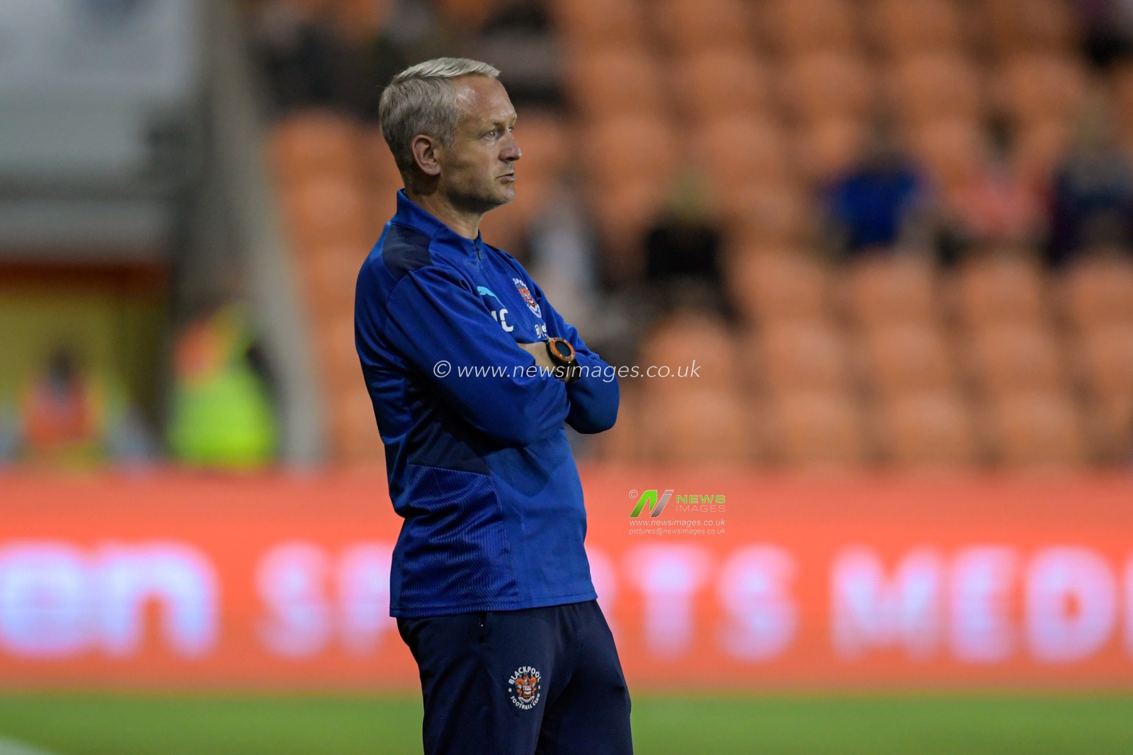 Neil Critchley manager of Blackpool in action during the game
