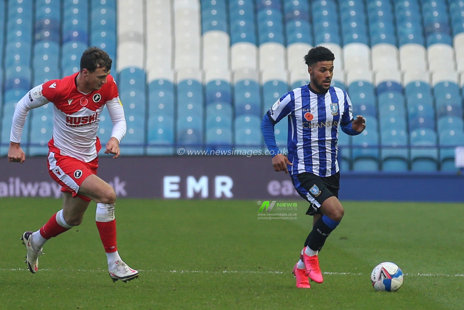 Elias Kachunga #45 of Sheffield Wednesday in action during the game