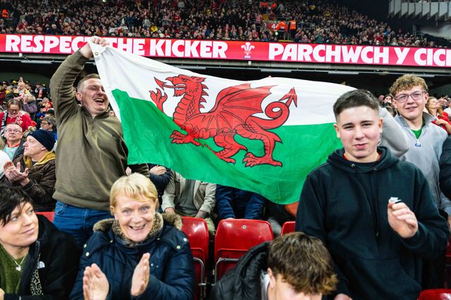 Welsh fans celebrate during the Quilter Nations Series 2025 match Wales vs New Zealand at Principality Stadium, Cardiff, United Kingdom, 22nd November 2025

(Photo by Andrew Lewis/News Images)

*** GER AUT SUI OUT ***