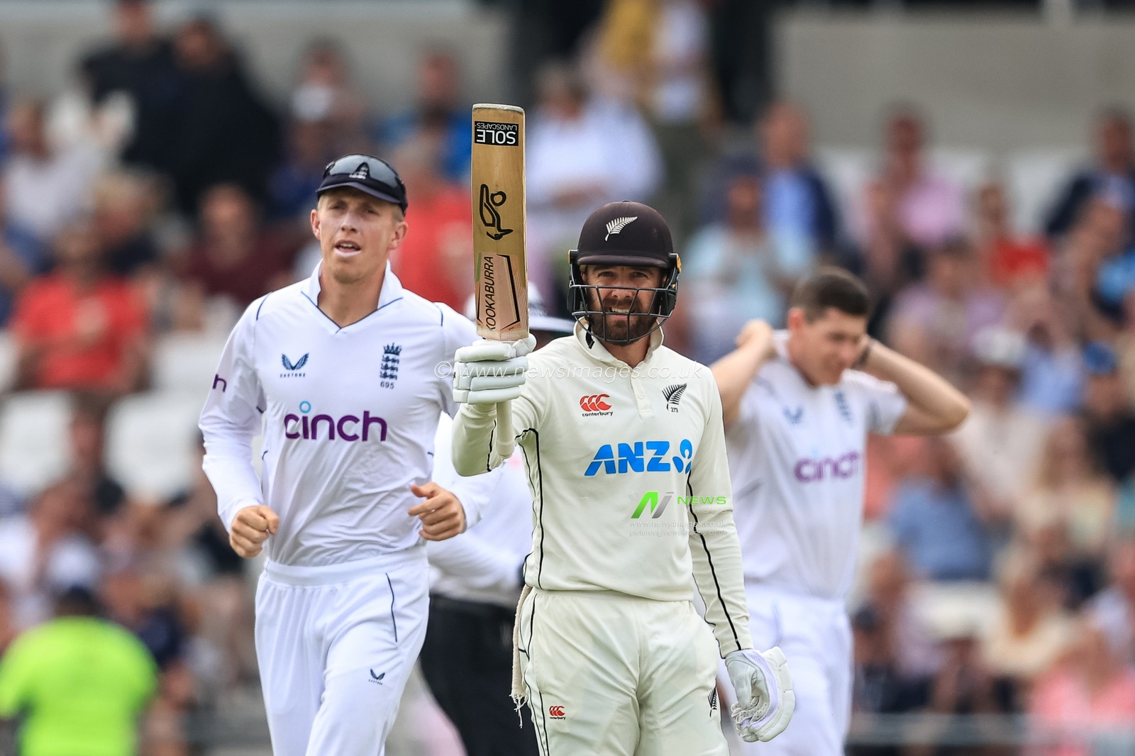 Tom Blundell of New Zealand celebrates a half century (50 runs)
