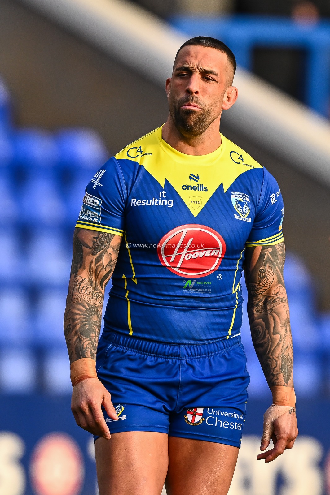 Paul Vaughan of Warrington Wolves during pre match warm up ahead of the Betfred Challenge Cup Sixth Round match Warrington Wolves vs London Broncos at Halliwell Jones Stadium, Warrington, United Kingdom, 23rd March 2024

(Photo by Craig Thomas/News Images)