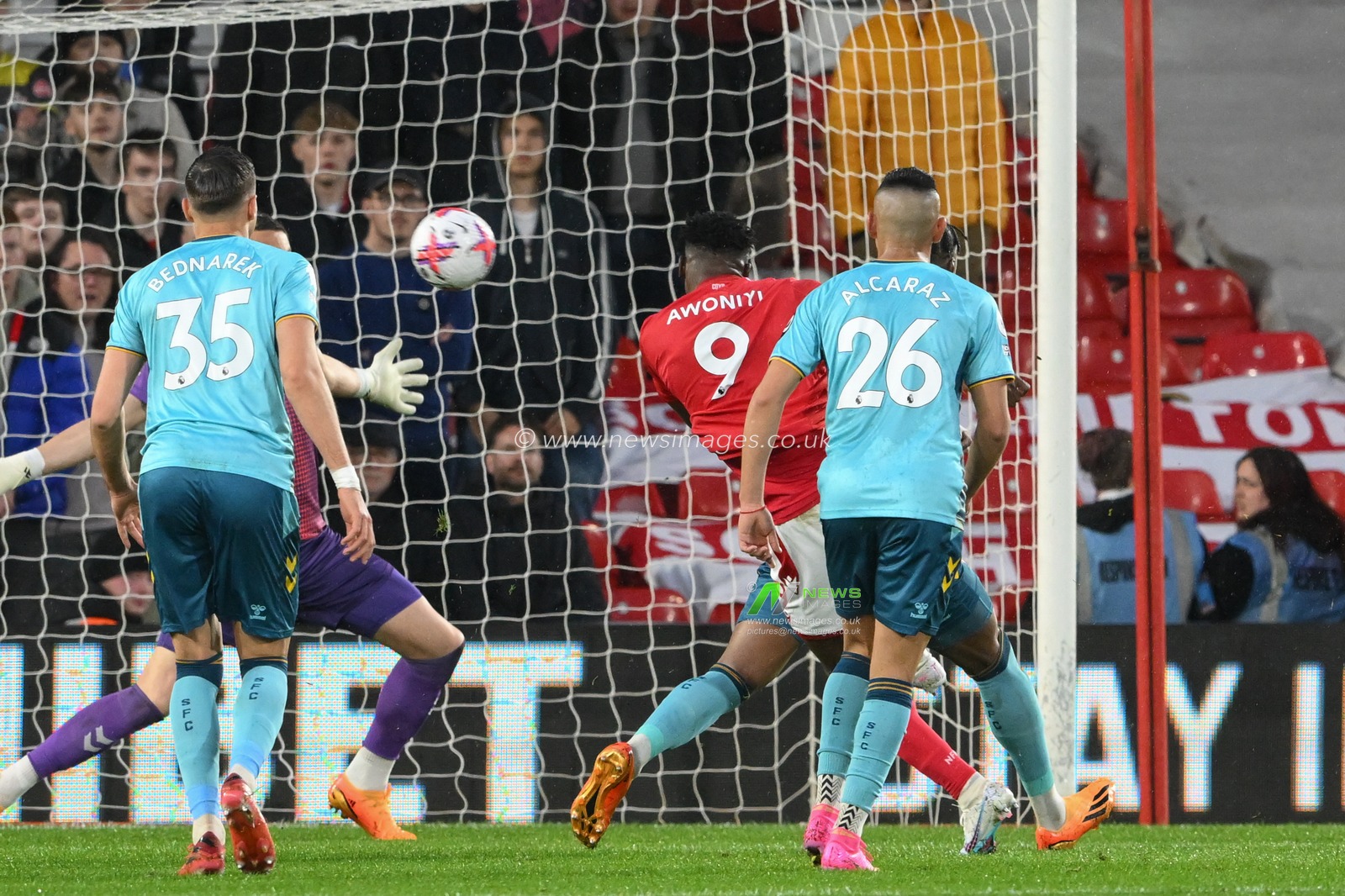 Taiwo Awoniyi #9 of Nottingham Forest scores a goal to make it 2-0 during the Premier League match Nottingham Forest vs Southampton at City Ground, Nottingham, United Kingdom, 8th May 2023

(Photo by Craig Thomas/News Images)